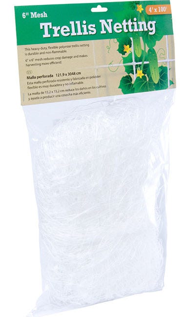 Hydrofarm Trellis Netting, 4' x 100', 6" Mesh