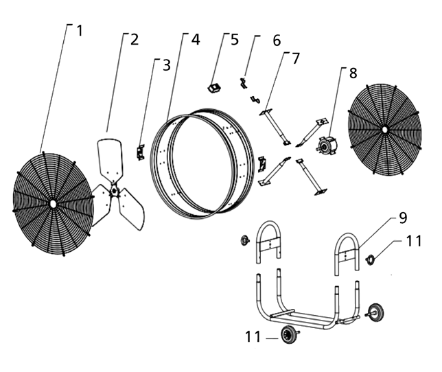 Hurricane Pro Heavy Duty Adjustable Tilt Drum Fan 36 in diagram