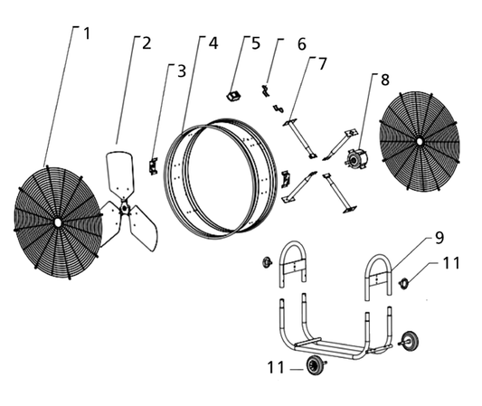 Hurricane Pro Heavy Duty Adjustable Tilt Drum Fan 42 in diagram
