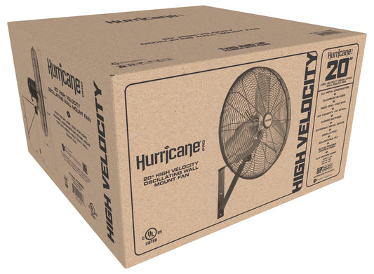 Hurricane Pro Commercial Grade Oscillating Wall Mount Fan 20 in Box