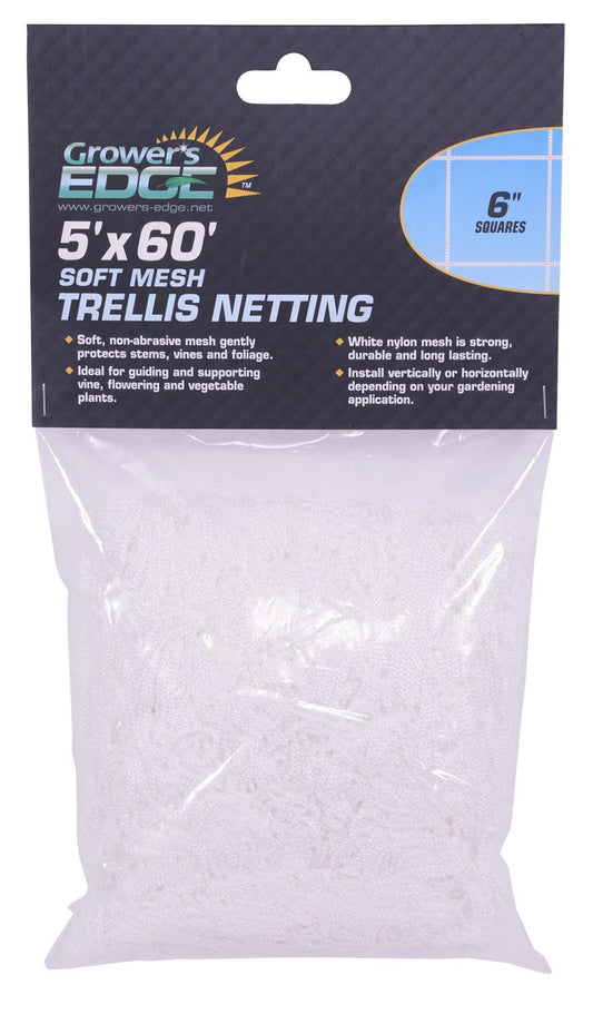 Grower's Edge Soft Mesh Trellis Netting 5 ft x 60 ft w/ 6 in Squares