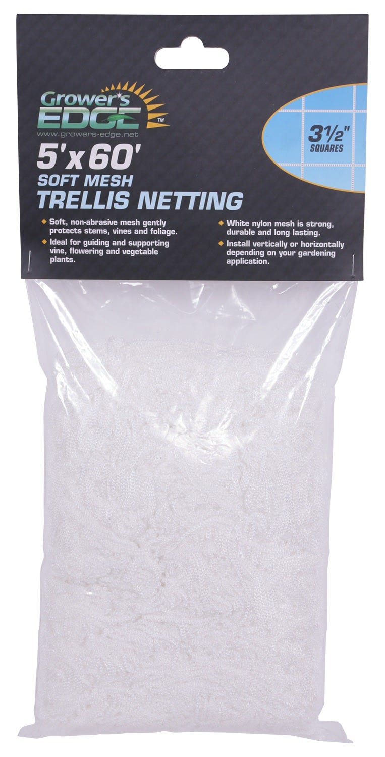 Grower's Edge Soft Mesh Trellis Netting 5 ft x 60 ft w/ 3.5 in Squares
