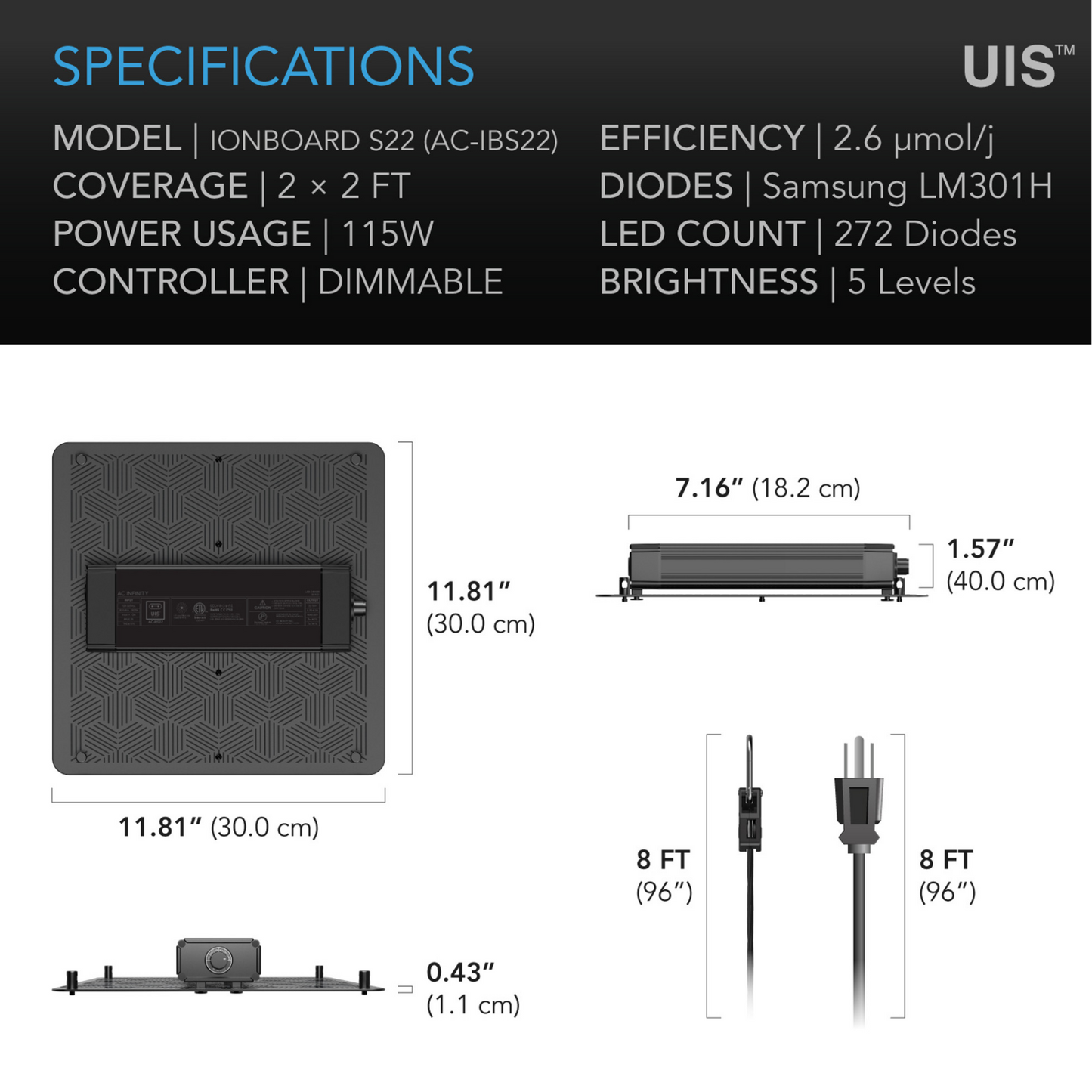 AC Infinity IONBOARD S22 specifications