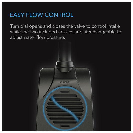 AC Infinity Submersible Water Pump easy flow control