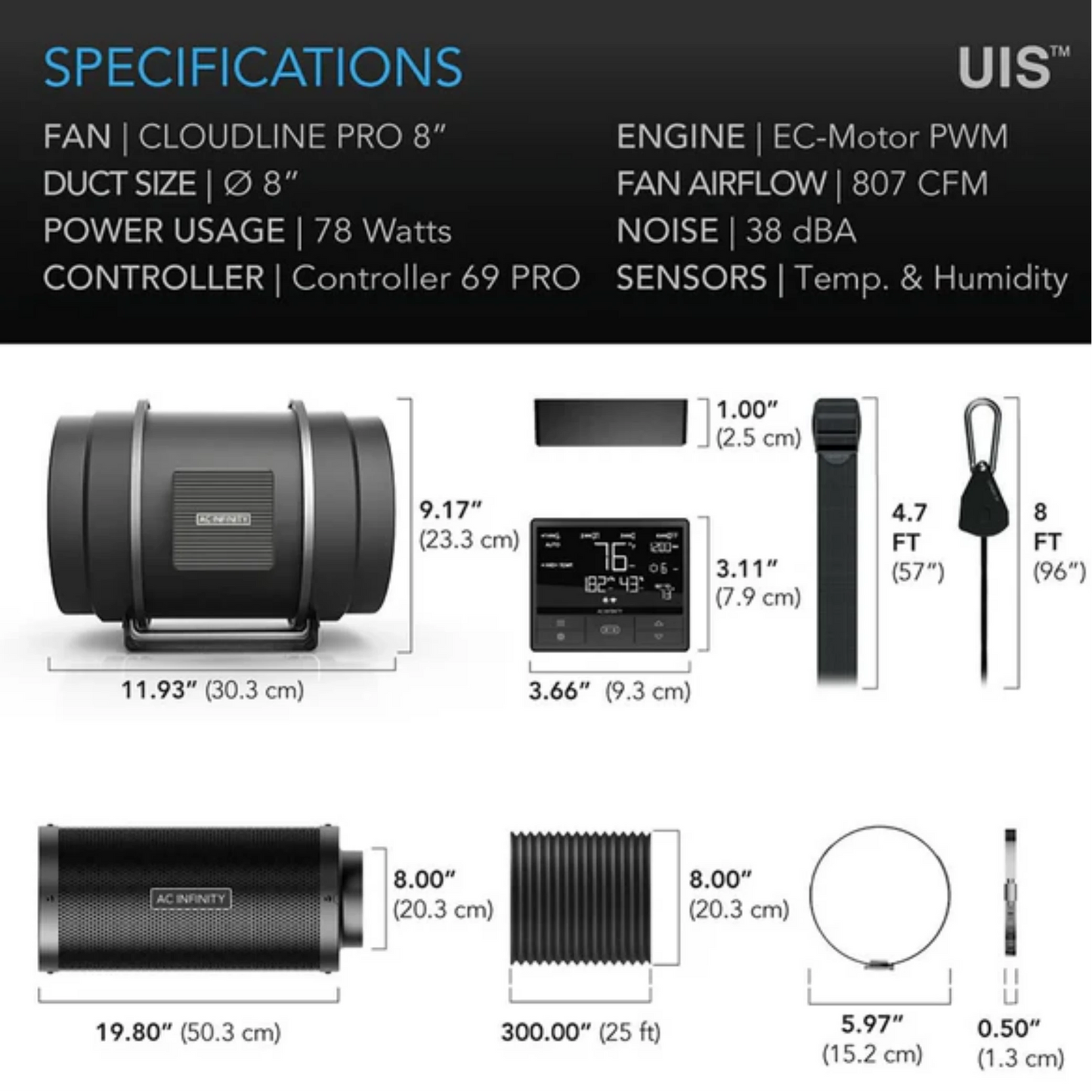 Air Filtration Kit PRO 8_ specs