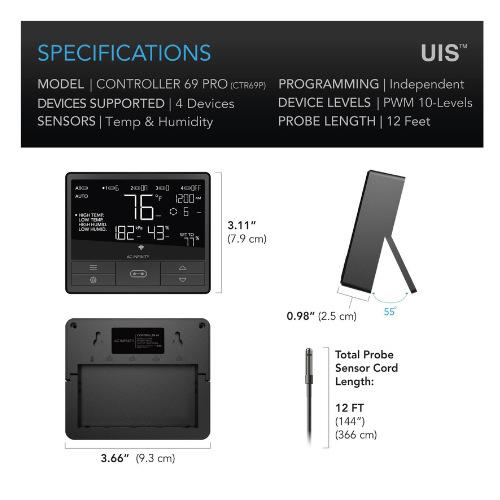 CONTROLLER 69 PRO Independent Programs for Four Devices specifications