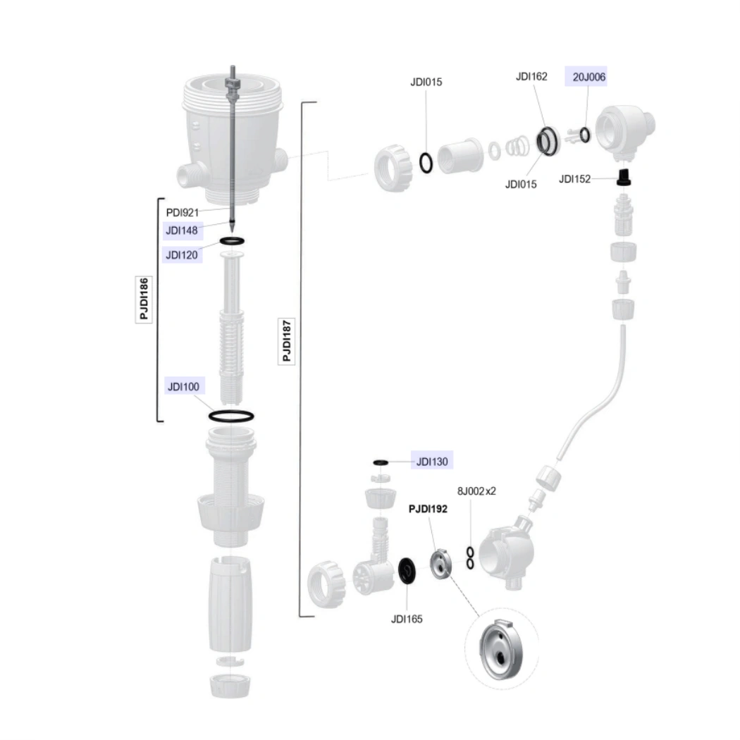 Dosatron EXTERNAL INJECTION SEALS KIT + SUCTION VALVE PJDI187