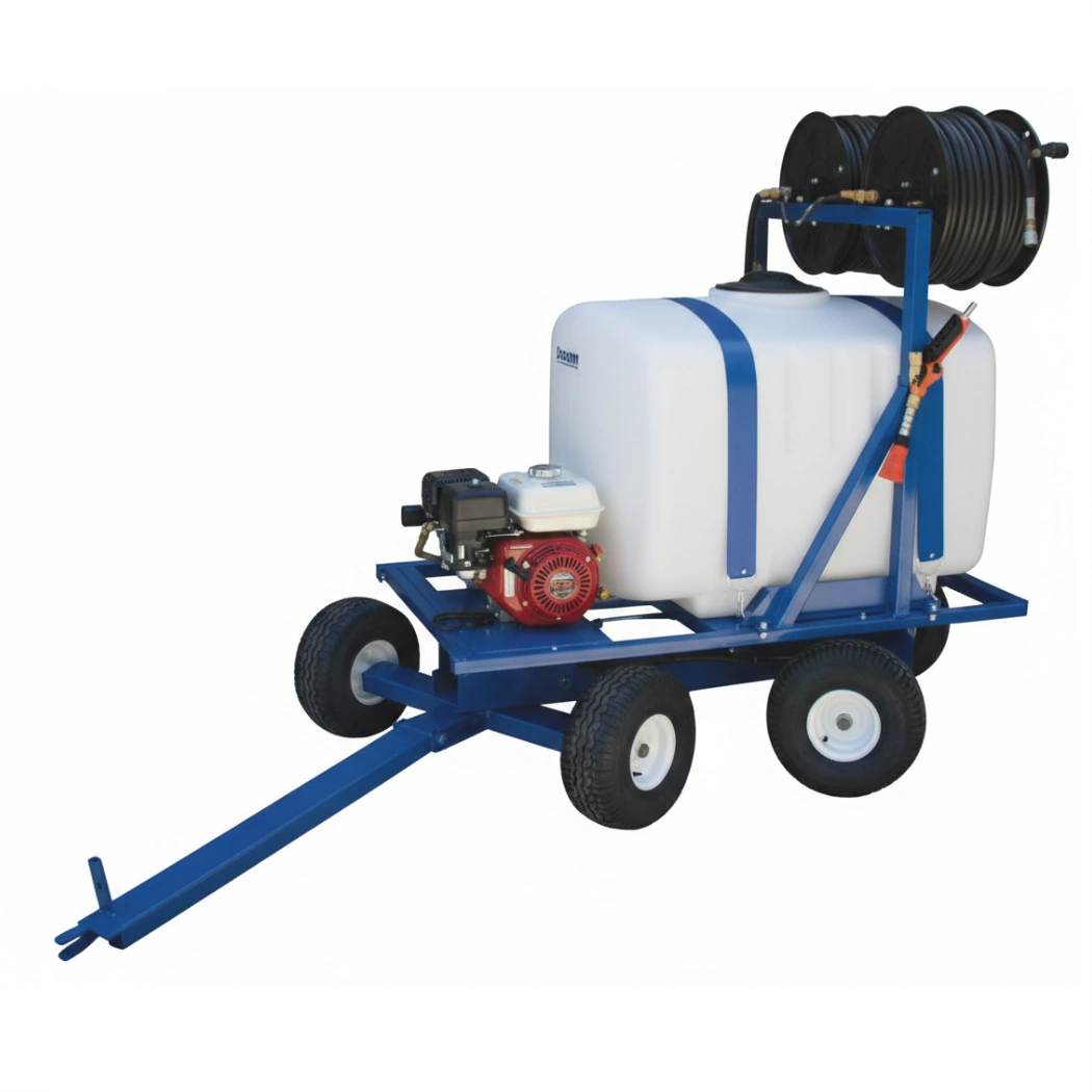 dramm garden sprayer Dramm Hydra Spraytrax, 100 gallon, Honda 5.5HP engine, no reel or hose,  Garden Hose Outlet, Regulator set to MAX 150psi, 50' x 5