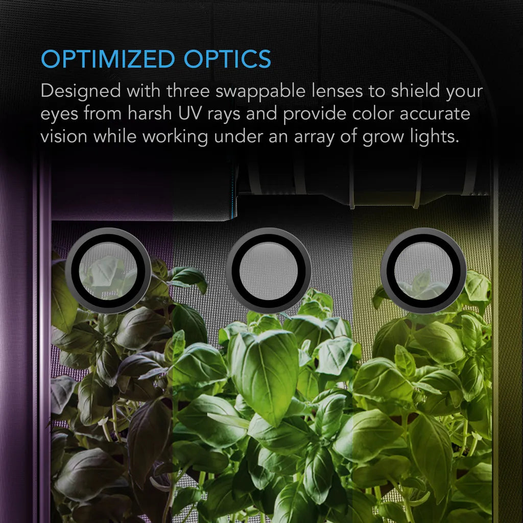 Grow Room Glasses, With 3 Color Corrective Lenses Optimized Optics