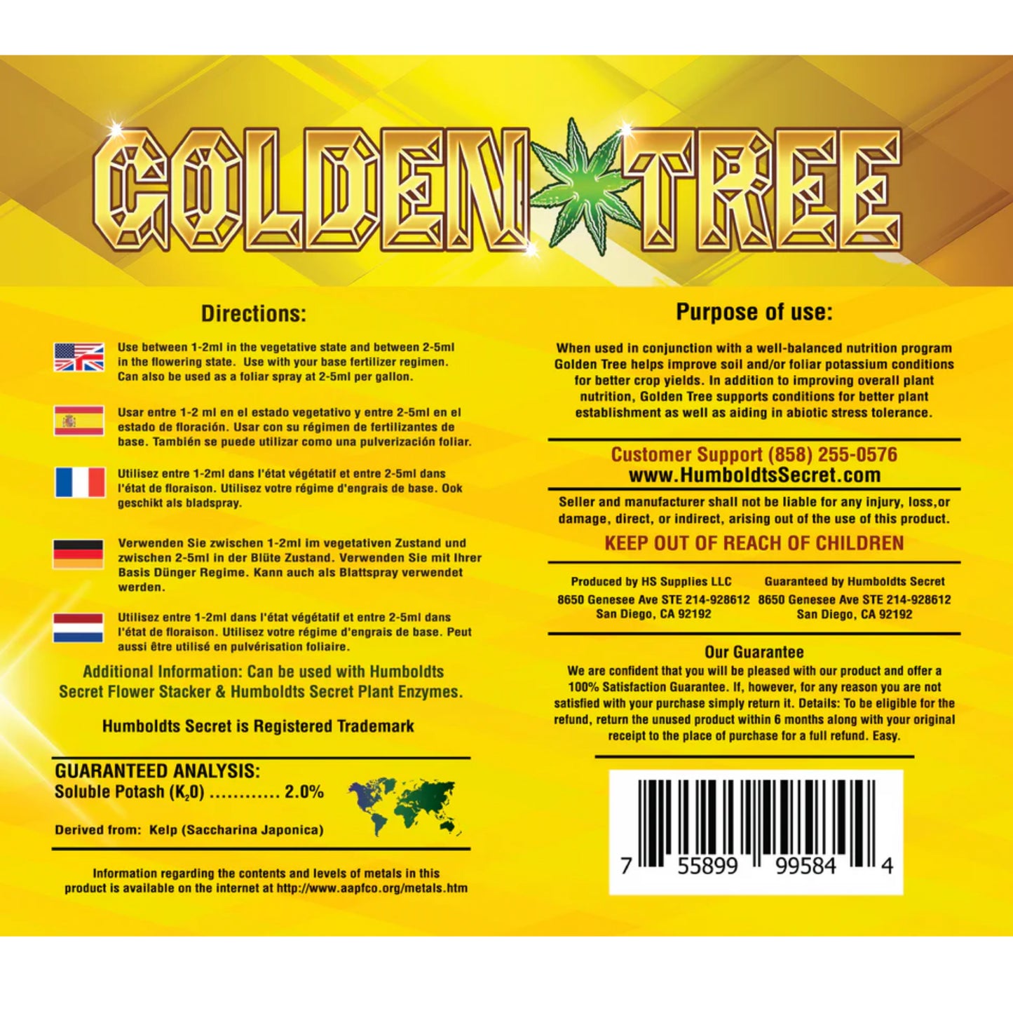 Humboldts Secret Golden Tree label