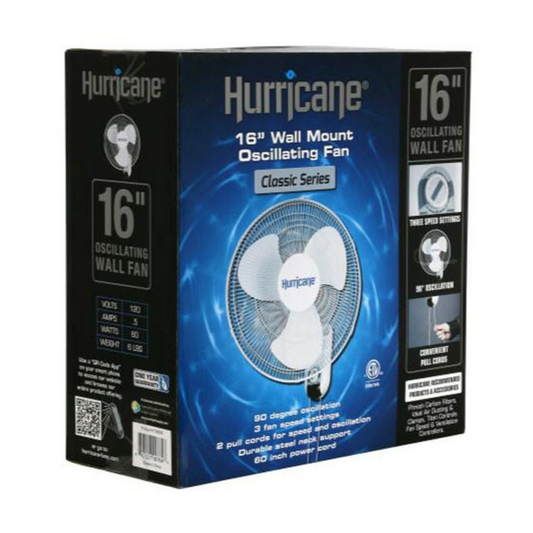 Hurricane 16in Wall Mount Fan classic series box