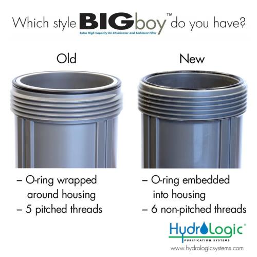 HydroLogic Big Boy De-Chlorinator and Sediment Filter Old/New