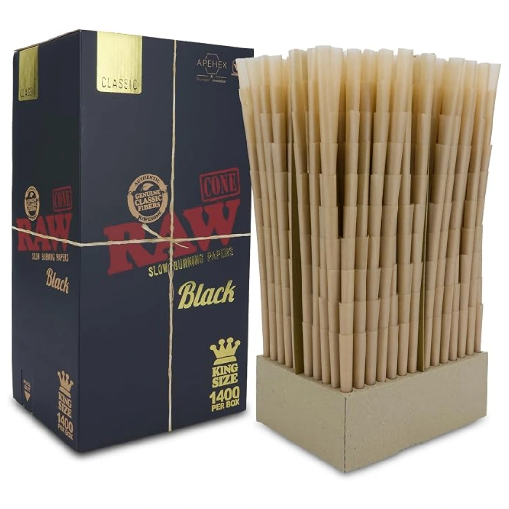 Raw Black Bulk King Size Pre-Roll Cones 1400pk package