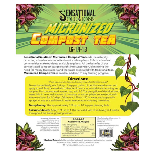 Sensational Solutions Micronized Compost Tea label
