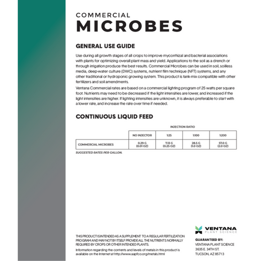Ventana Plant Science Commercial Microbes label