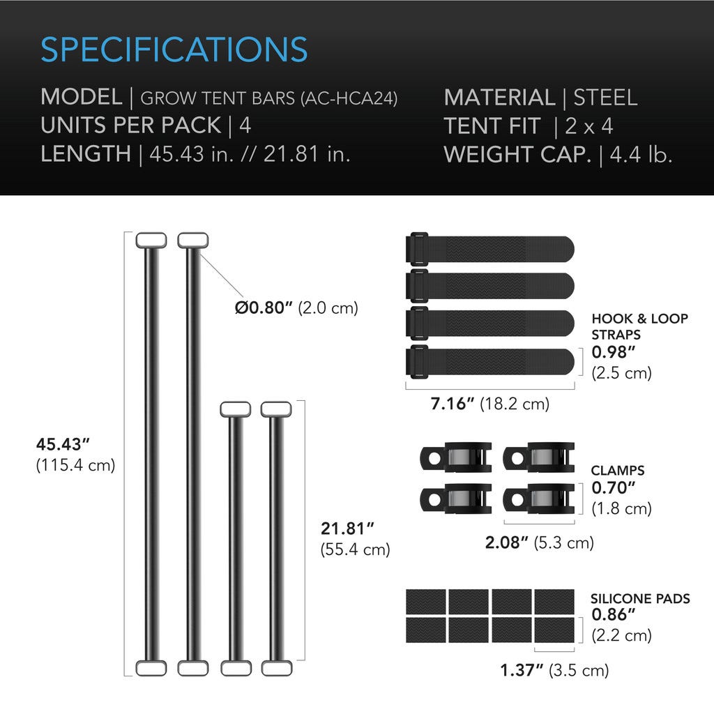 2x4' Grow Tent Mounting Bars