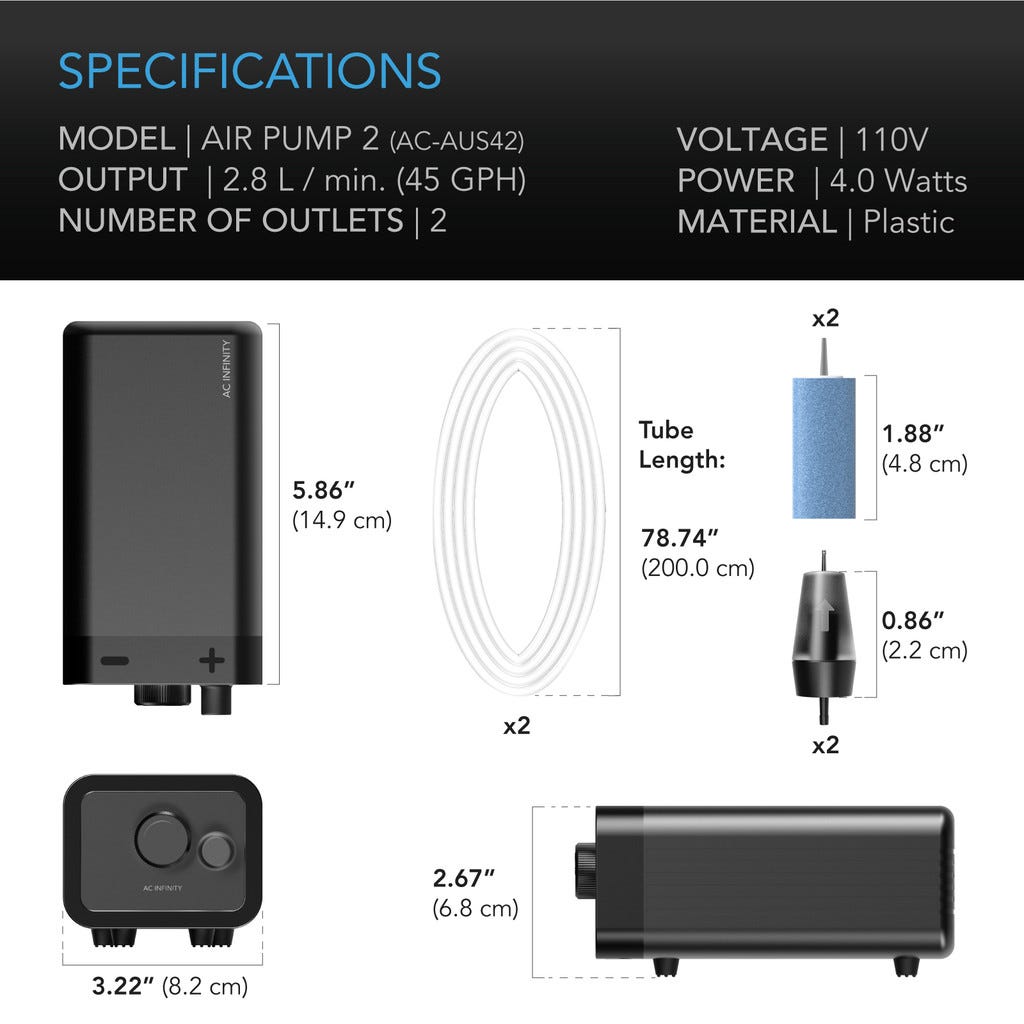 AC Infinity Hydroponics Air Pump