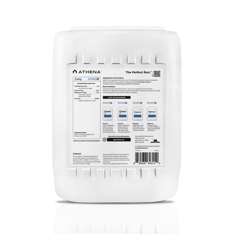 Athena Blended - CaMg (2-0-0) - 55 Gallon Back of Bottle