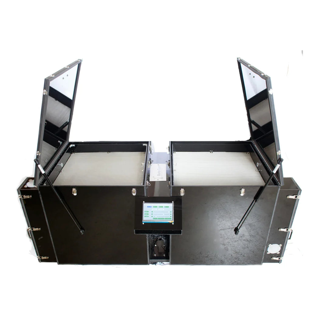Auto Cure large automated curing unit with lid open and touchscreen control