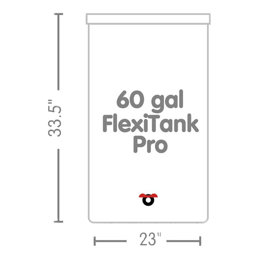 AutoPot FlexiTank Pro 60 gal dimensions diagram, 23 x 33.5 in
