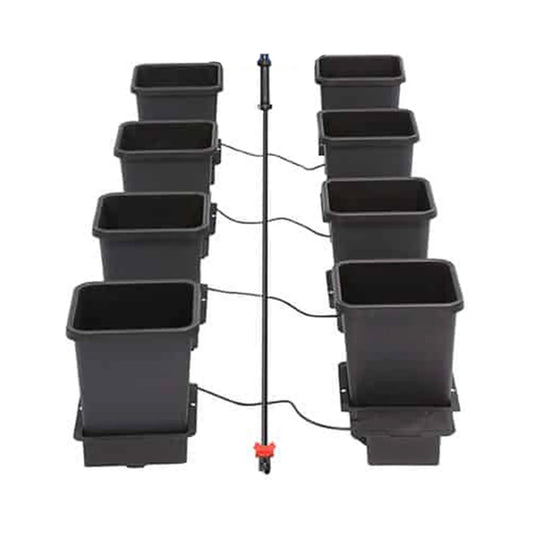 AutoPot 8Pot System layout without the tank, showing pipe runs and AQUAvalves
