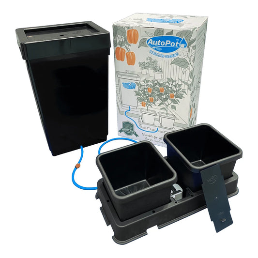 AutoPot easy2grow kit with 12.4 gal reservoir, two-pot module and retail box