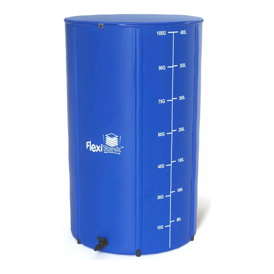 AutoPot 105 gallon FlexiTank side view showing the drain outlet