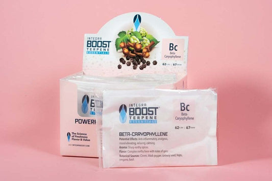 Integra Terpene Essentials 67g Caryophyllene 62% Relative Humidity master case of 96 packs Front View