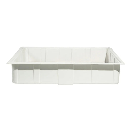 Side profile of the Botanicare ID white 3 ft x 3 ft grow tray showing rim depth
