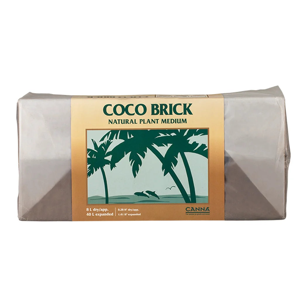 Canna Coco Brick, front view of the wrapped compressed brick