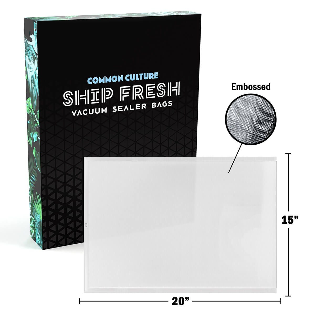 Common Culture Ship Fresh Vacuum Sealer Bags 15" x 20" (Pack of 100)