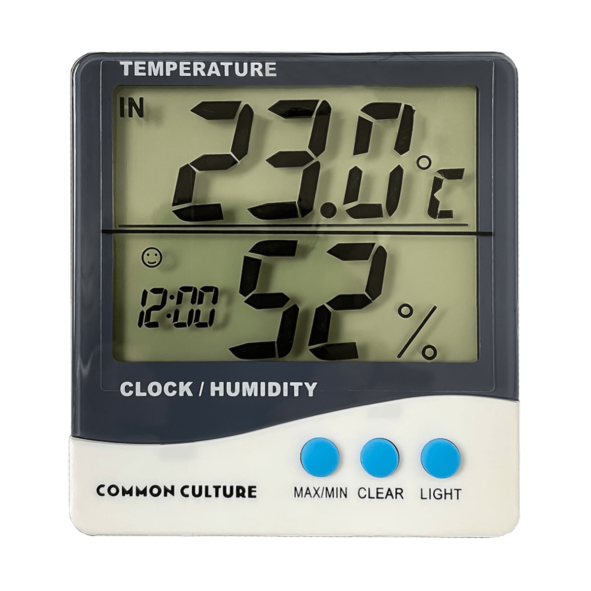 Common Culture Large Display Thermometer & Hygrometer with Inside & Outside Function + Memory