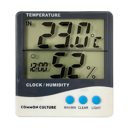 Common Culture Large Display Thermometer & Hygrometer with Inside & Outside Function + Memory