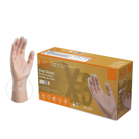 Common Culture Clear Vinyl Powder Free Gloves - XLarge (100/Box) 3-mil
