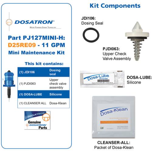 Dosatron Mini Seal Kit for Water Powered Doser 11 GPM 1:1000 to 1:112