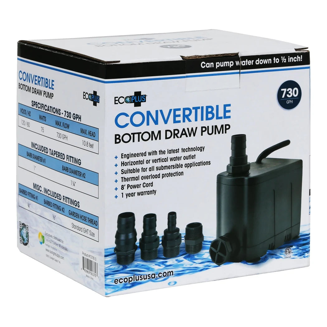 EcoPlus Convertible Bottom Draw Water Pump 730 GPH retail box
