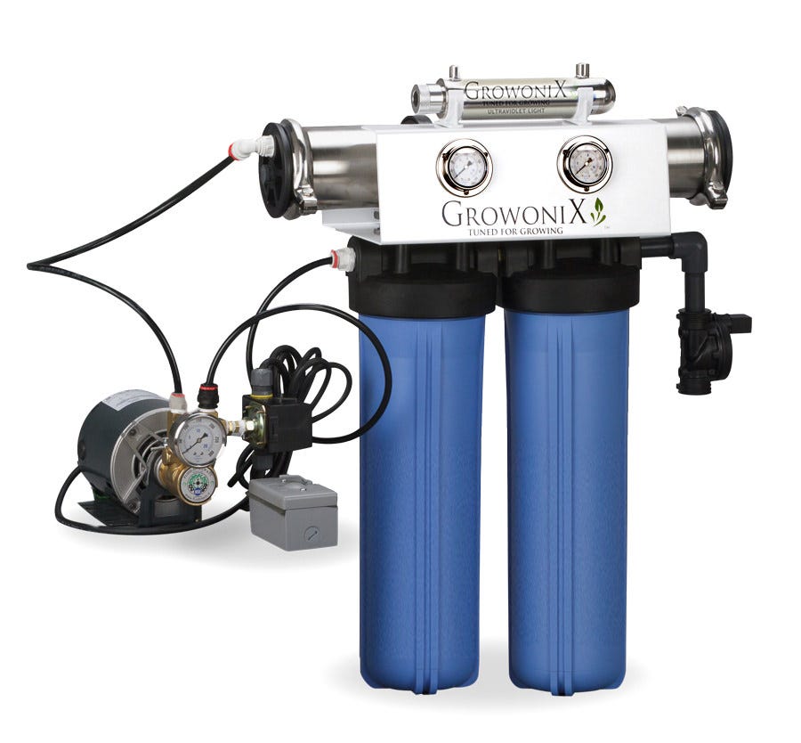 GrowoniX EX1000-T Deluxe Reverse Osmosis System with UV, Pump & Solenoid Valve 2000GPD