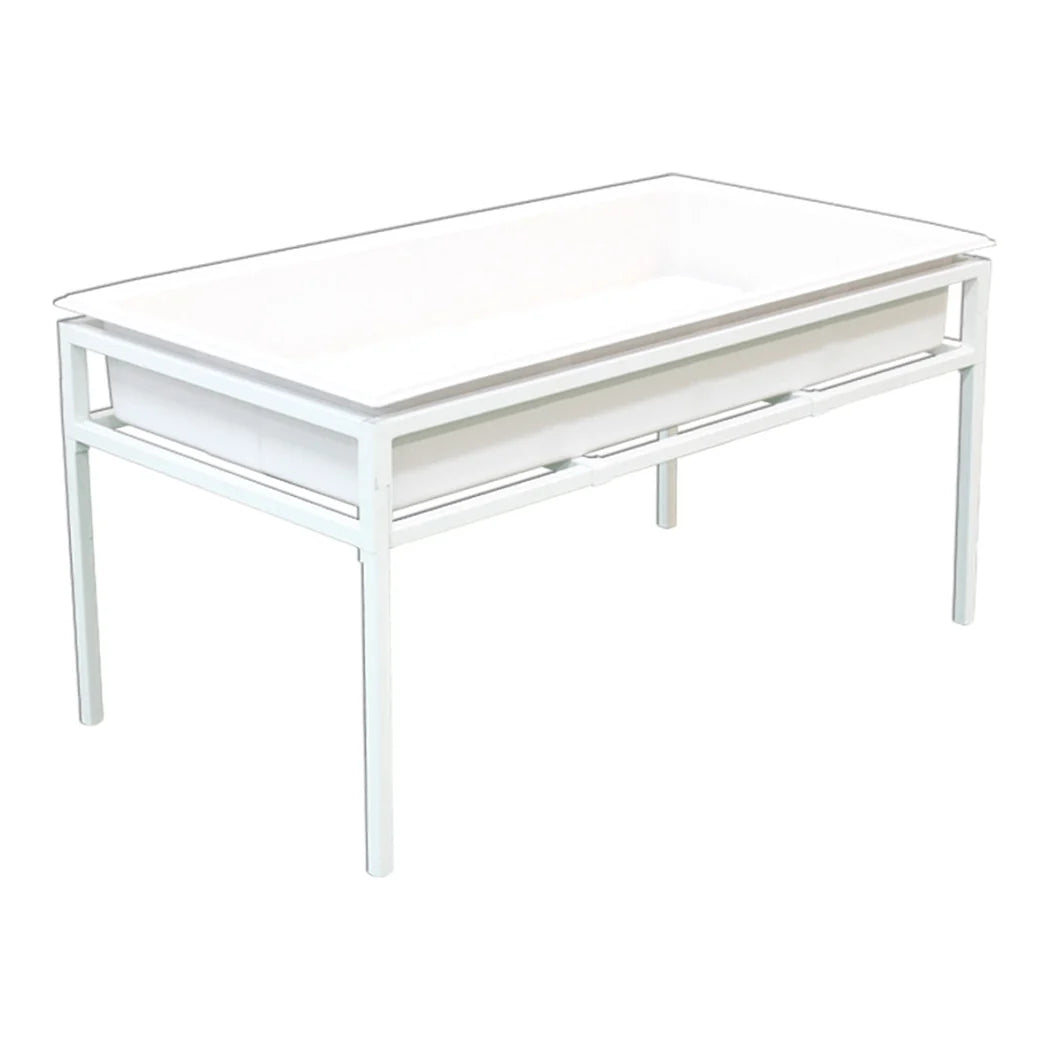 Fast Fit 2 ft by 4 ft white steel tray stand with grow tray fitted