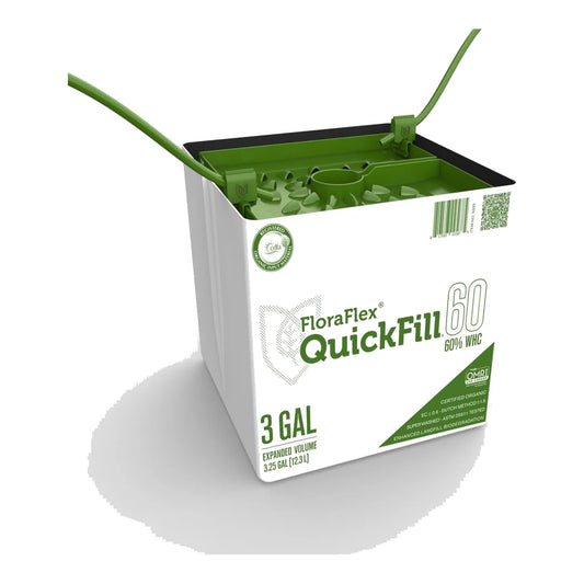 FloraFlex QuickFill 3 gallon bag with drip stake fitted
