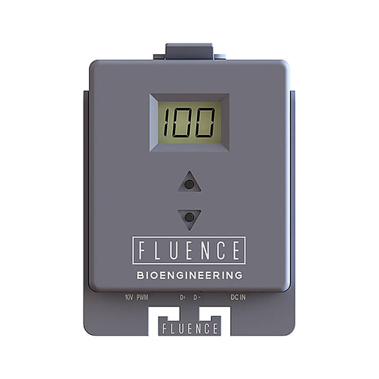 Fluence dimmer port labels for 10V PWM signal select, D+ D- dimming wires and DC IN power