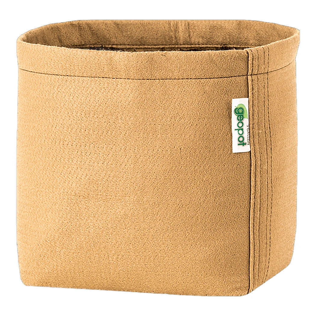 GeoPot Self-Supporting Square Bottom - Tan (Pack of 10) - self-supporting square bottom fabric pot, tan