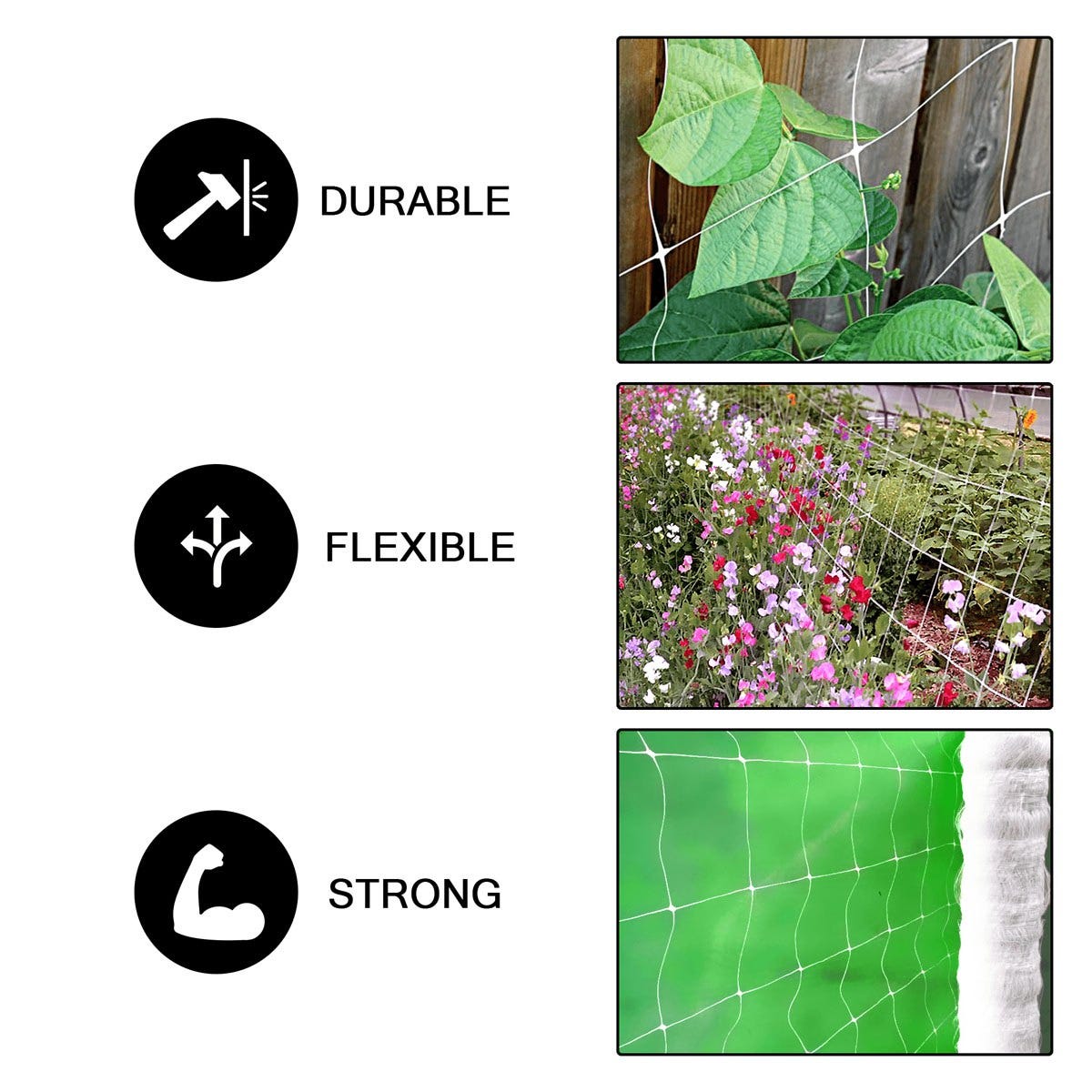 Grow Strong Plastic Trellis Netting Bulk Roll 6.5 ft x 4