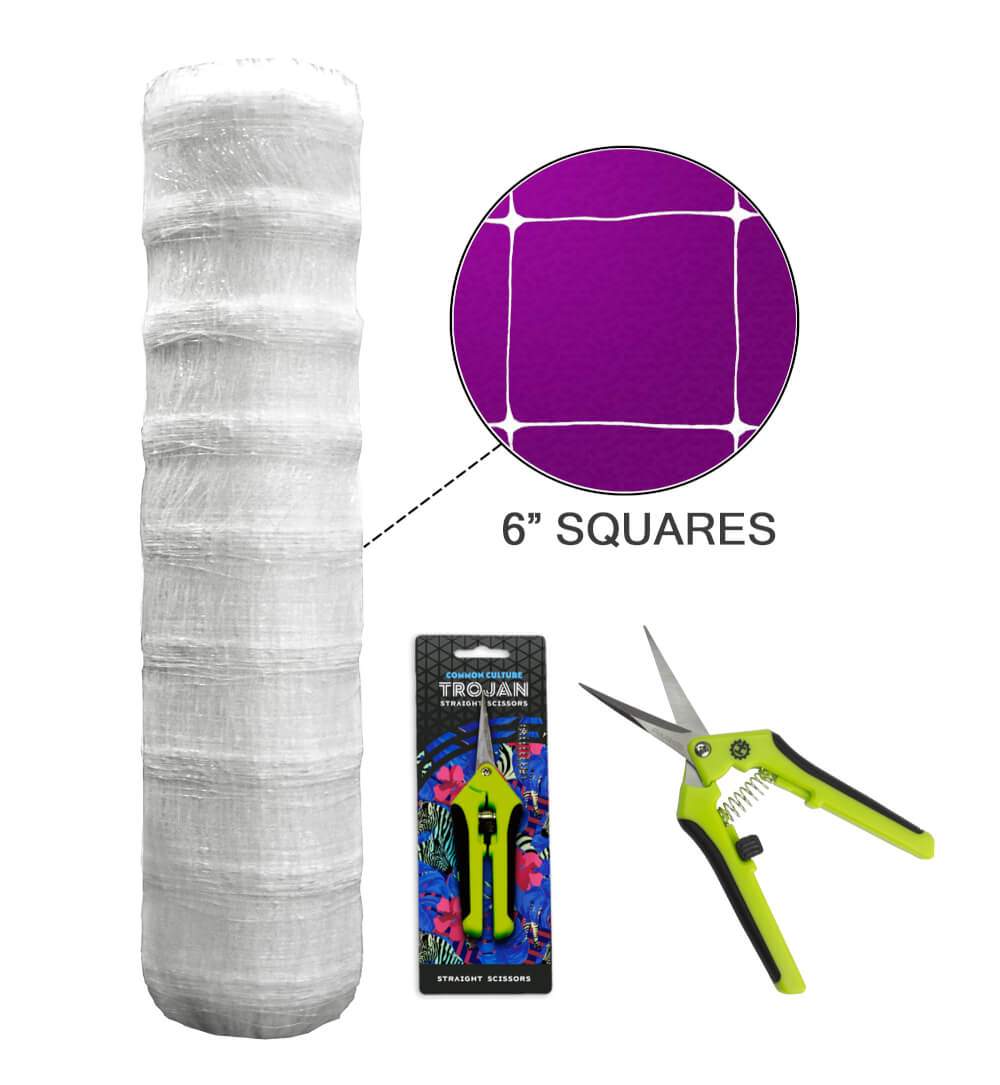 plastic trellis for climbing plants Common Culture Plastic Trellis Netting Bulk Roll 6.5 ft x 4,920 ft w/ 6 in Squares + Trojan 2 Inch Straight Scissors