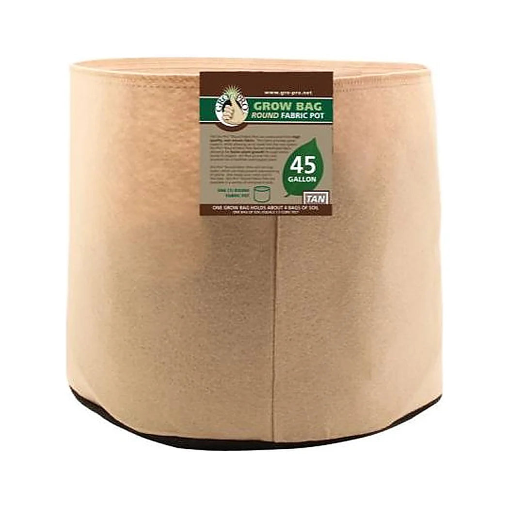 Gro Pro premium round fabric pot, 45 gallon, tan