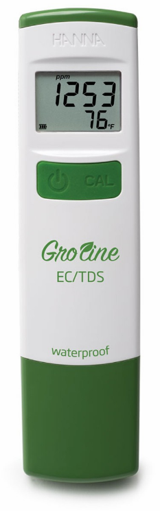 GroLine Waterproof EC/TDS/Temp (ppm) TESTER/PEN with Case & Solutions