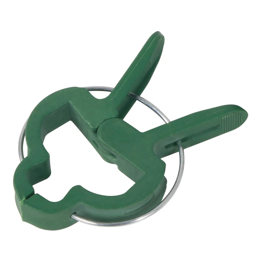 Grower's Edge green plastic clamp clip for supporting plant stems, large