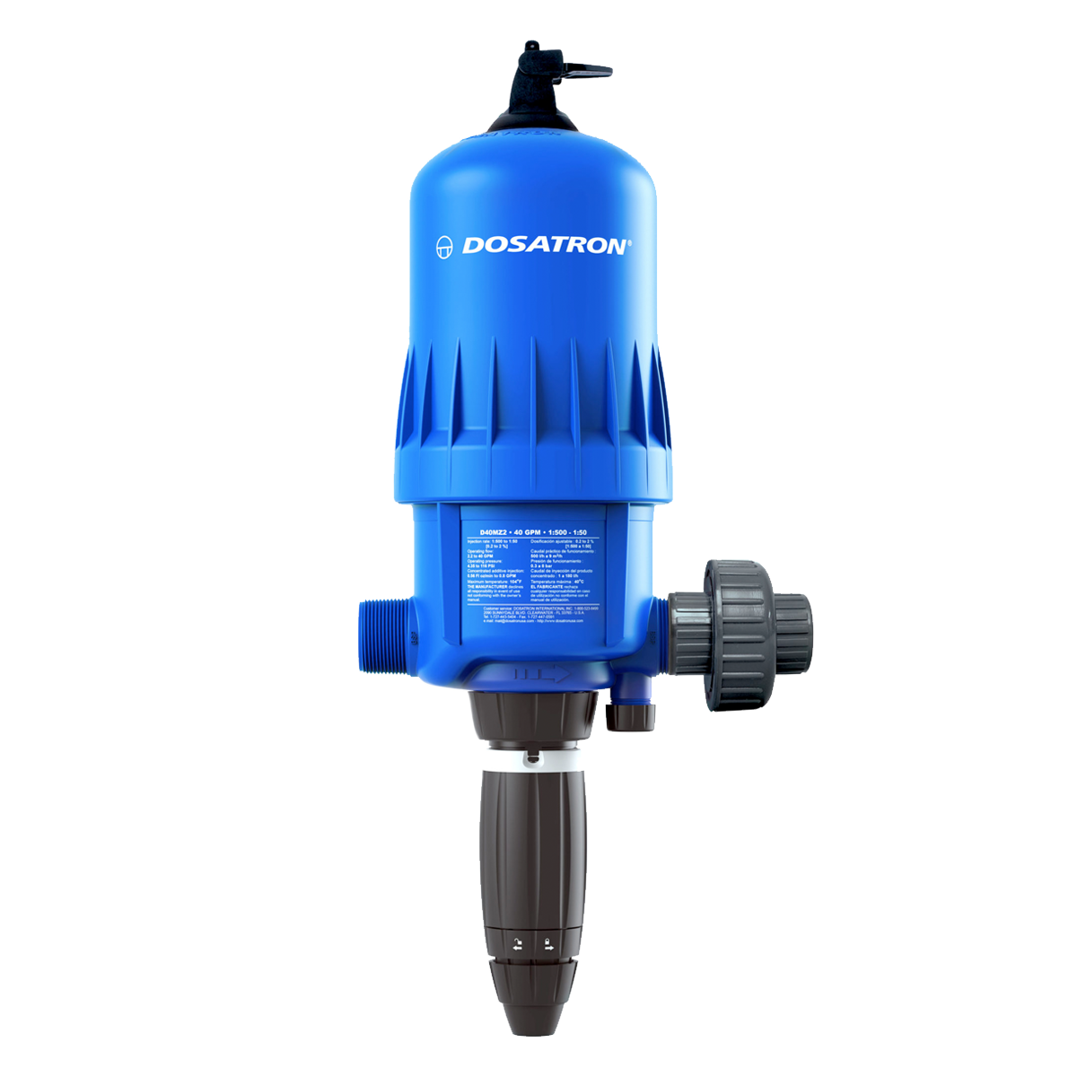 Dosatron HiFlo Series Nutrient Delivery System Unit - 1 1/2 in - 7.5 to 75 mL - 1.5 to 15 tsp