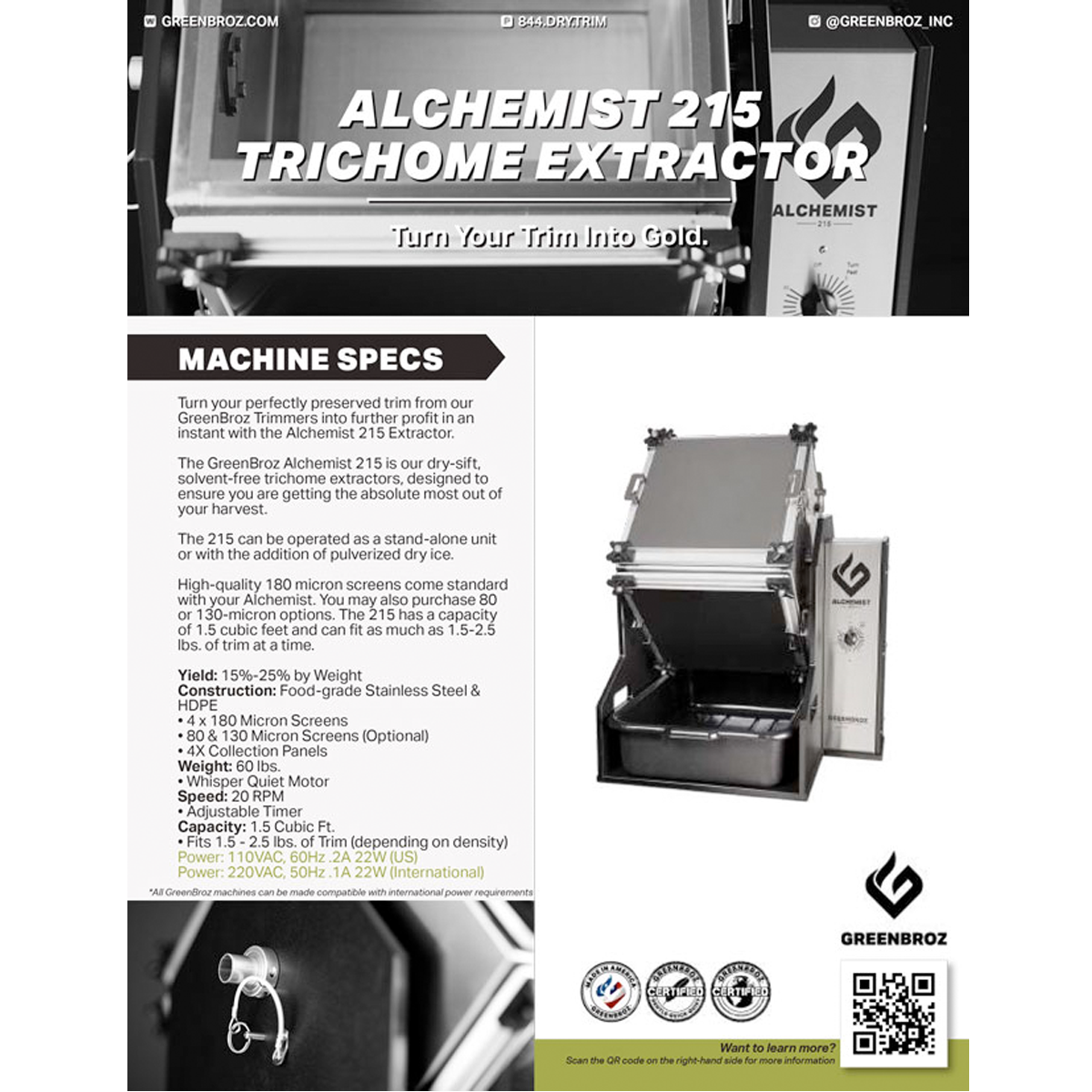 GreenBroz Alchemist 215 Trichome Extractor