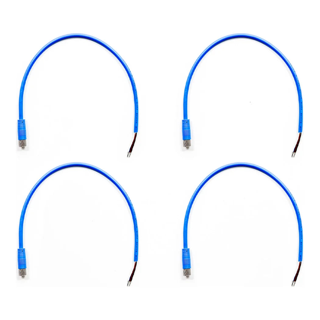 Growlink M8 Transition Cable 4-Pack, four blue cables with female M8 connectors and bare tinned leads