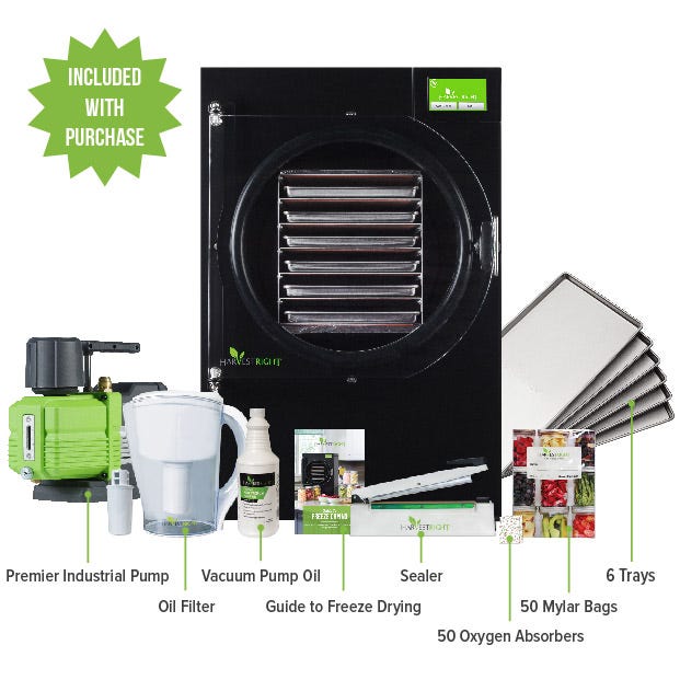 Harvest Right Freeze Dryer - Large - Black - With Mylar Starter Kit Included with Premier Pump Purchase